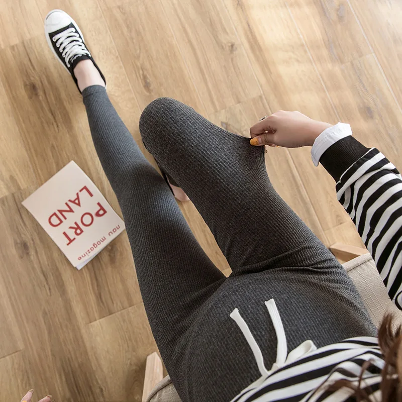 Spring Autumn Drawstring Leggings For Pregnant Women Casual Skinny Trousers Pregnancy Thread Pencil Pants Maternity Clothes