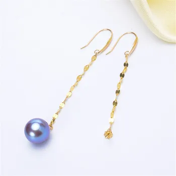 

G18K Gold Earring Hooks with Eyepin Bead Caps, Yellow Karat Gold Solid 18ct oro French Earwire Dangle Pearl Earrings