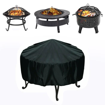 

Fire Pit Cover Outdoor BBQ Dust Round Stove dust Patio Protection Polyester Waterproof Garden Barbecue cook accessory Black