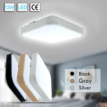 

White with Black Frame LED Celling Light 12W Square Surface Mounted AC 220V Ceiling Lamp For Kitchen Lighting