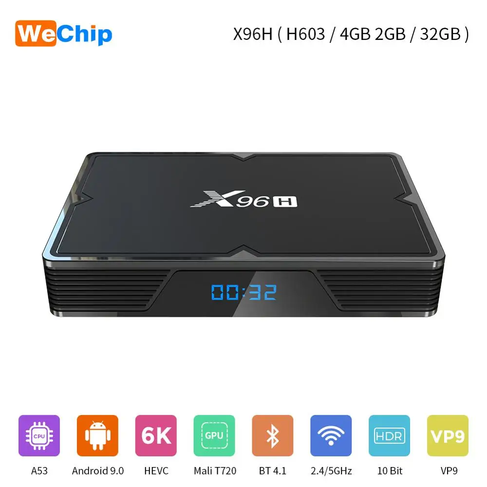 

Wechip X96H Android 9.0 TV BOX 2GB 4GB Allwiner H603 Quad-core Media Player Wifi Wireless 3 USB Port YouTube 4K HD Set Top Box