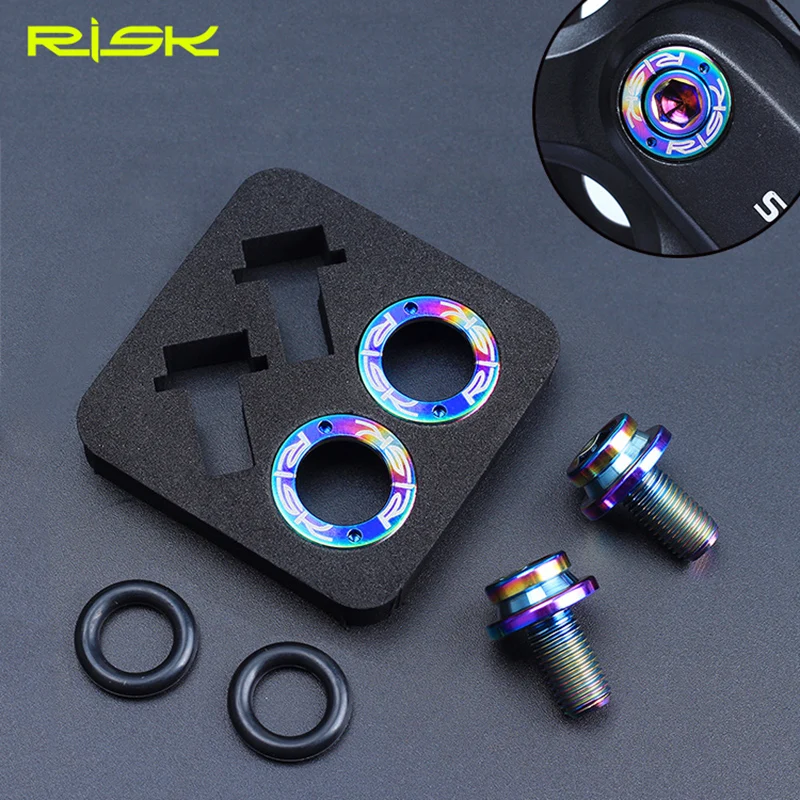 RISK 2 шт./лот M8* 15 мм велосипедный Кронштейн болты титановый сплав Велоспорт квадратное отверстие Водонепроницаемый MTB велосипедный винт 3 цвета