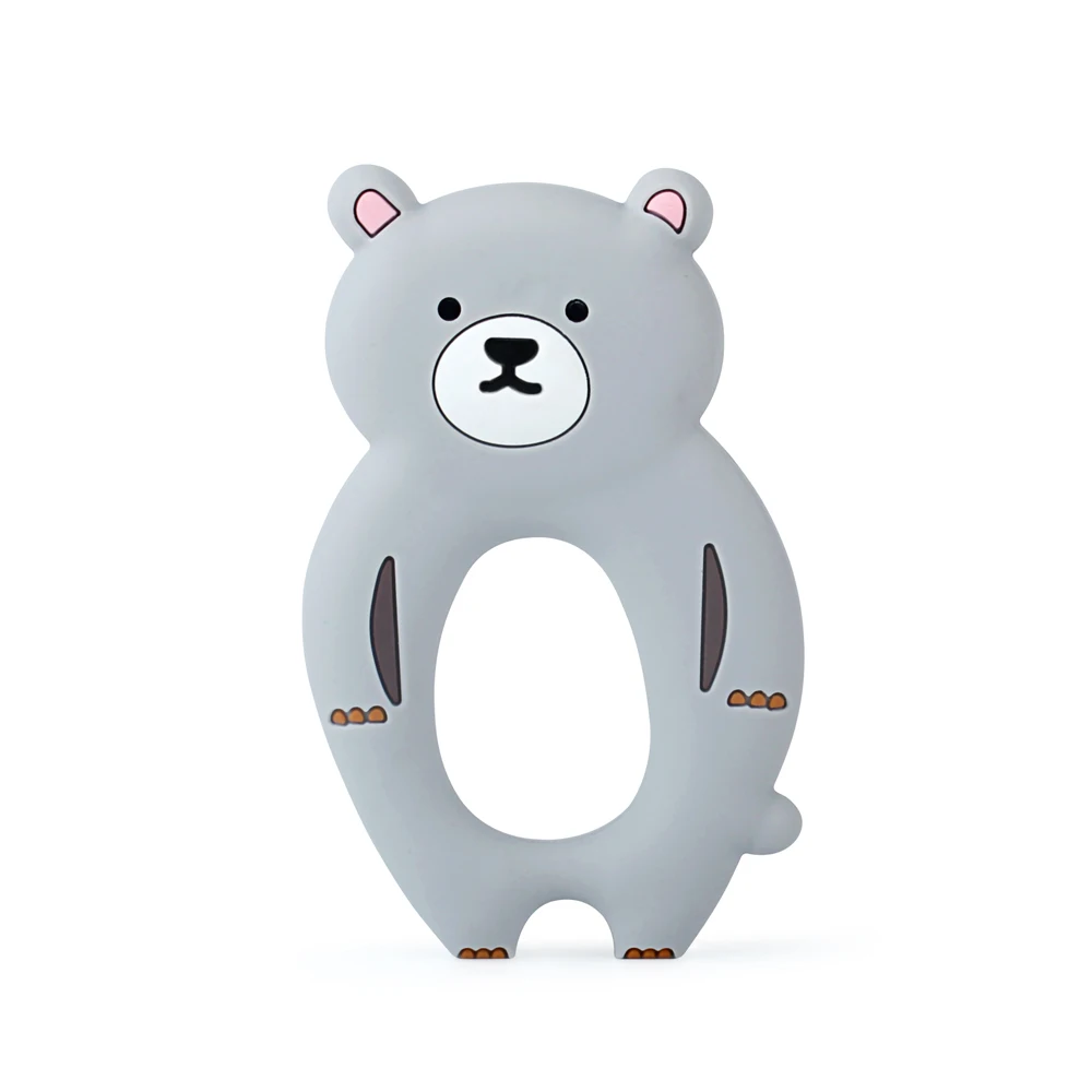 Keep& grow Bear, Силиконовые Прорезыватели для зубов, пищевое животное, подарок для прорезывания зубов, жевательные игрушки для малышей, аксессуары для грызунов - Цвет: 71 Gray-1pc