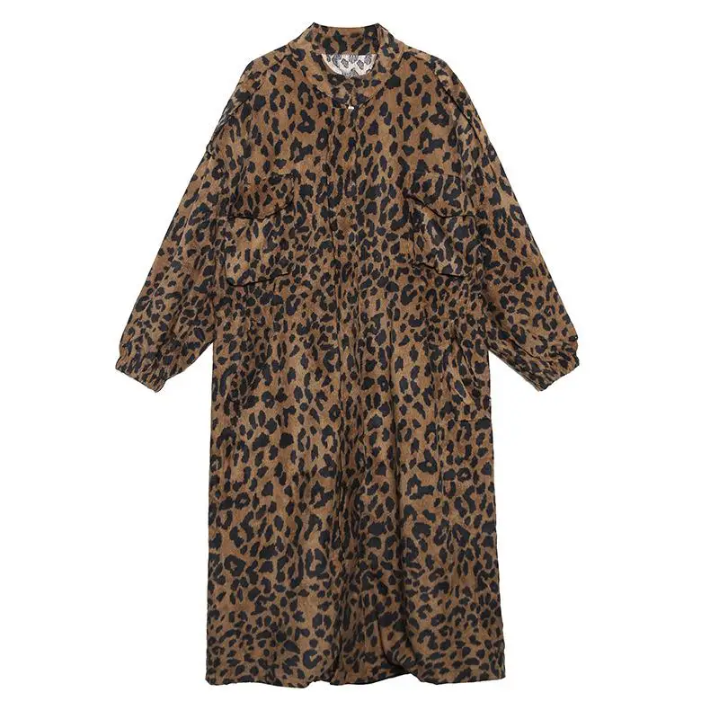 Leopard Johnature уличная одежда вельветовое леопардовое длинное пальто Осень Зима Новая модная свободная универсальная верхняя одежда женская одежда - Цвет: Leopard