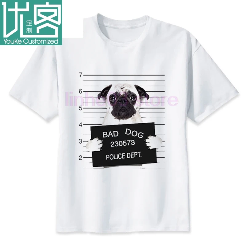 Забавные футболки с изображением собаки мопса кота для мужчин Короткие забавные