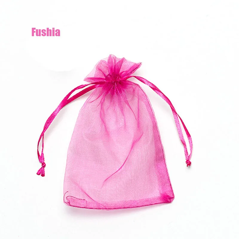 22 цвета, 11X16, 15X20, 17X23 см, 20x30 см, свадебный подарочный мешочек из органзы, упаковка для ювелирных изделий и подарочные пакеты для ювелирных изделий - Цвет: fushia