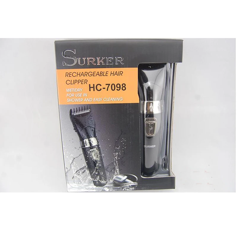 Surker, электрический триммер для волос, HC-7098, для взрослых и детей, триммер для волос, электрическая машинка для стрижки волос, триммер для бороды, водонепроницаемый, перезаряжаемый