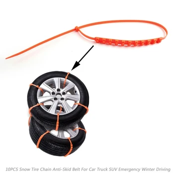 

Tools Snow Tire Chain Set For SUV truck Nylon 66 Orange Equipment 10pcs