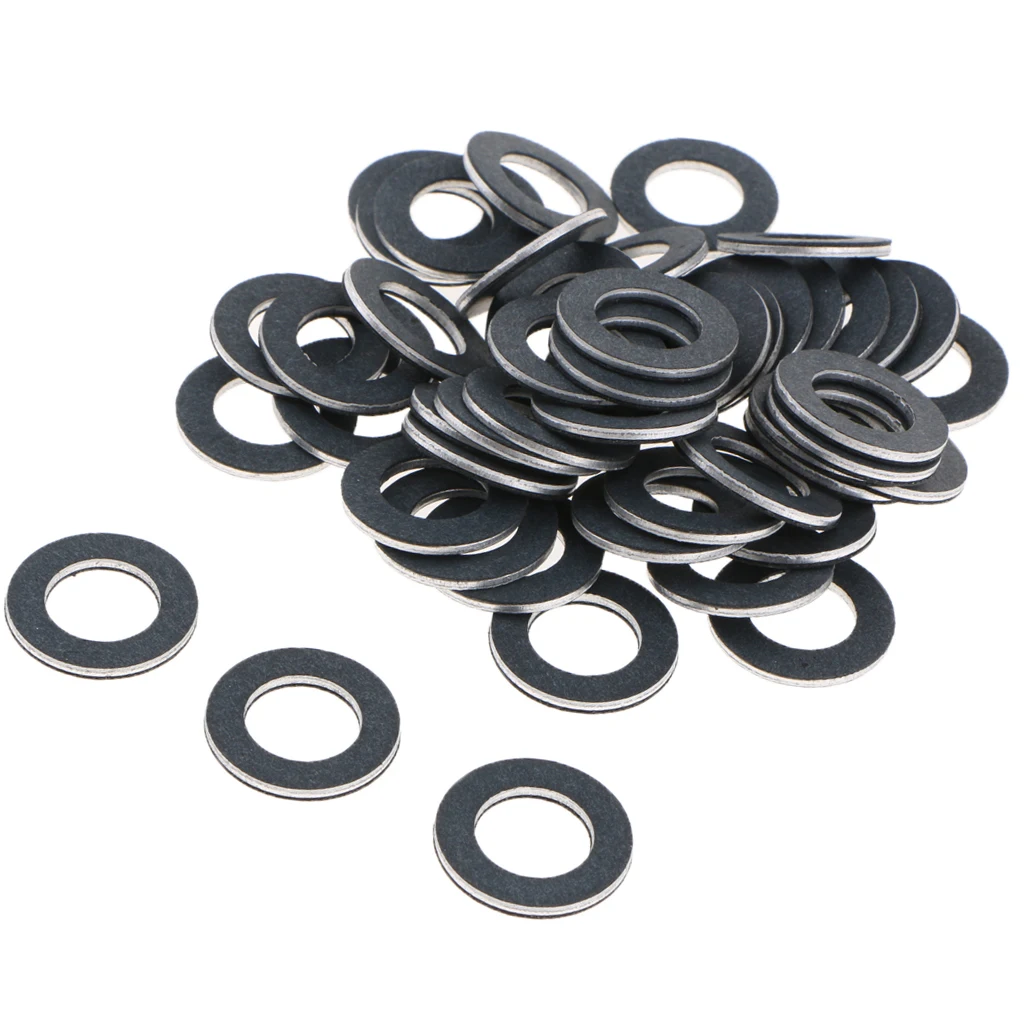 Pack of 50 M12 Oil Crush Washers/Drain Plug Gaskets for Toyota Lexus 043012031(Black)