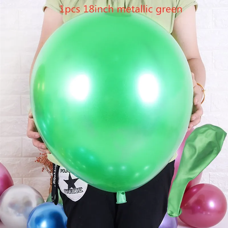 18inch metall green Новые бобы зеленые латексные шары металлические зеленые шары лесные воздушные шарики в виде животных для вечеринки в стиле сафари воздушные шары для дня рождения Декор Арка баллон - Цвет: 18inch metall green