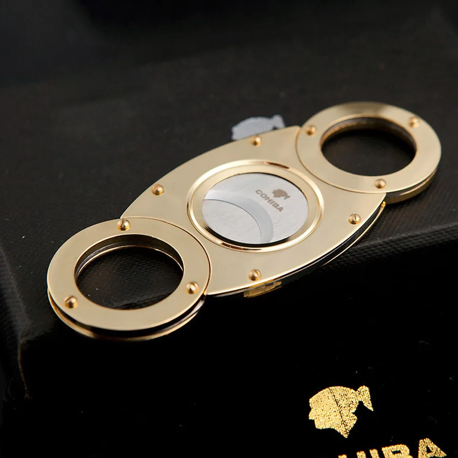 COHIBA двойной нож из нержавеющей стали с золотым покрытием карманный гаджет Zigarre