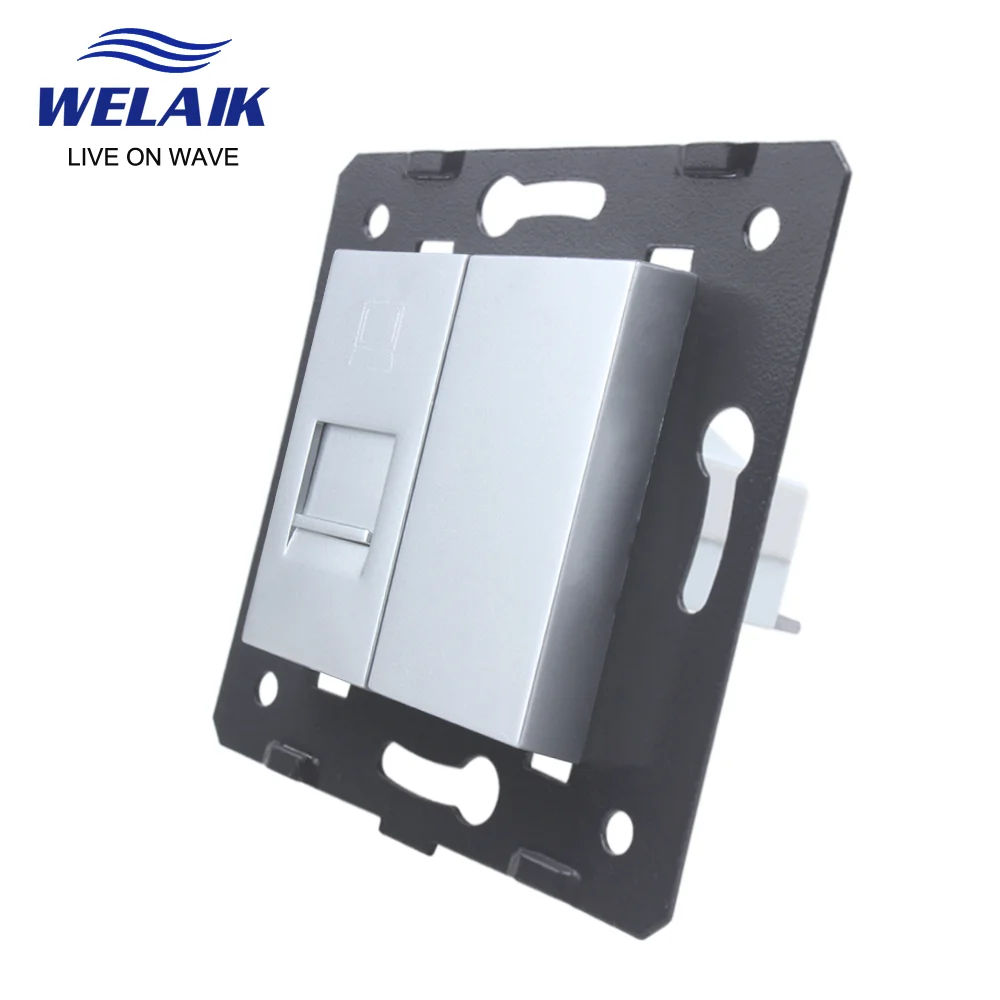 Electrical Power Socket Electrical Sockets WELAIK EU Standard Internet RJ45 CAT6 Computer Wall Socket Parts