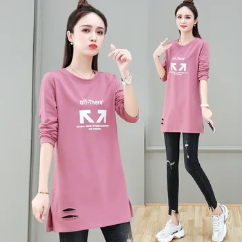 

L Long-sleeved T-shirt Women's 2020 Autumn Clothing New Style Mid-length with