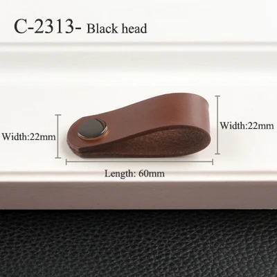 C-2313-black Смешанные Оптовые латунные+ кожаные ручки для мебели/ручки и ручки для дверей шкафа, комода, ящика, чемодана, ручки с винтами - Цвет: C-2313-black