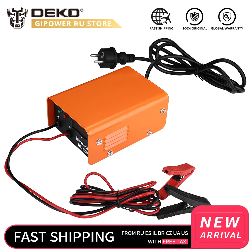 DEKO DK1210 полностью автоматическое 12V 10A 3 этапа автомобильное зарядное устройство для смартфонов Быстрая зарядка имеет тройную защиту с ЖК-дисплеем