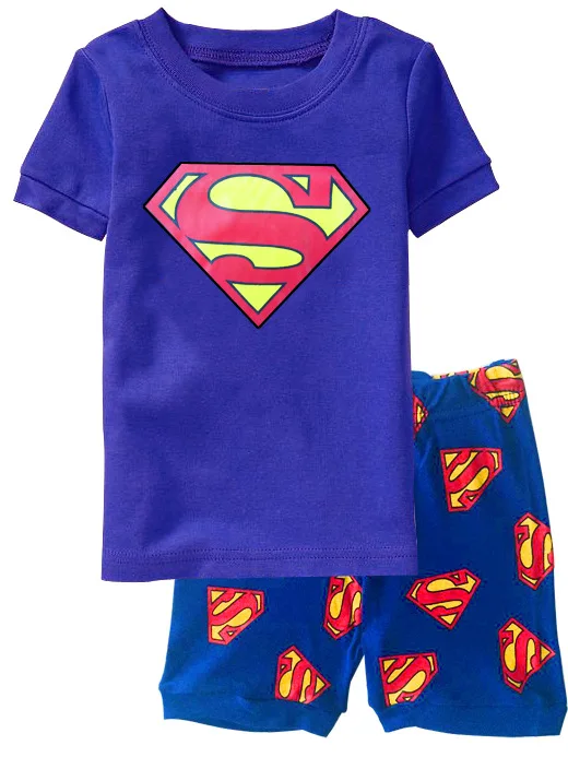 Летняя одежда для сна для маленьких мальчиков, пижамные комплекты из хлопка, футболка с принтом Человека-паука+ штаны, 2 предмета, детская одежда - Цвет: 13