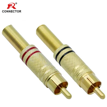 

2pcs/1pair Gold Plated RCA Male Plug Connector, RCA Welding Cable Adaptor, RCA Jacks Red+Black for 1pair