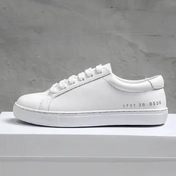 

Fashion Women Shoes Platform Sneakers Ladies Lace-up Casual Shoes Breathable Walking Split Leather Shoes White Flat Girl