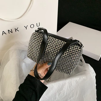 

Rhinestone Evening Bag Women Luxury Diamond Dinner Party Clutch Purses ladies Fashion Small Boston Handbag Shining Crystal Bolsa