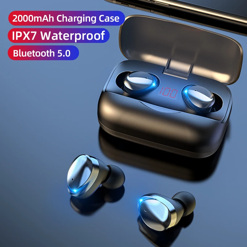 Беспроводные наушники с сенсорным управлением TWS Bluetooth 5,0 наушники 9D стерео светодиодный дисплей спортивные водонепроницаемые наушники с микрофоном