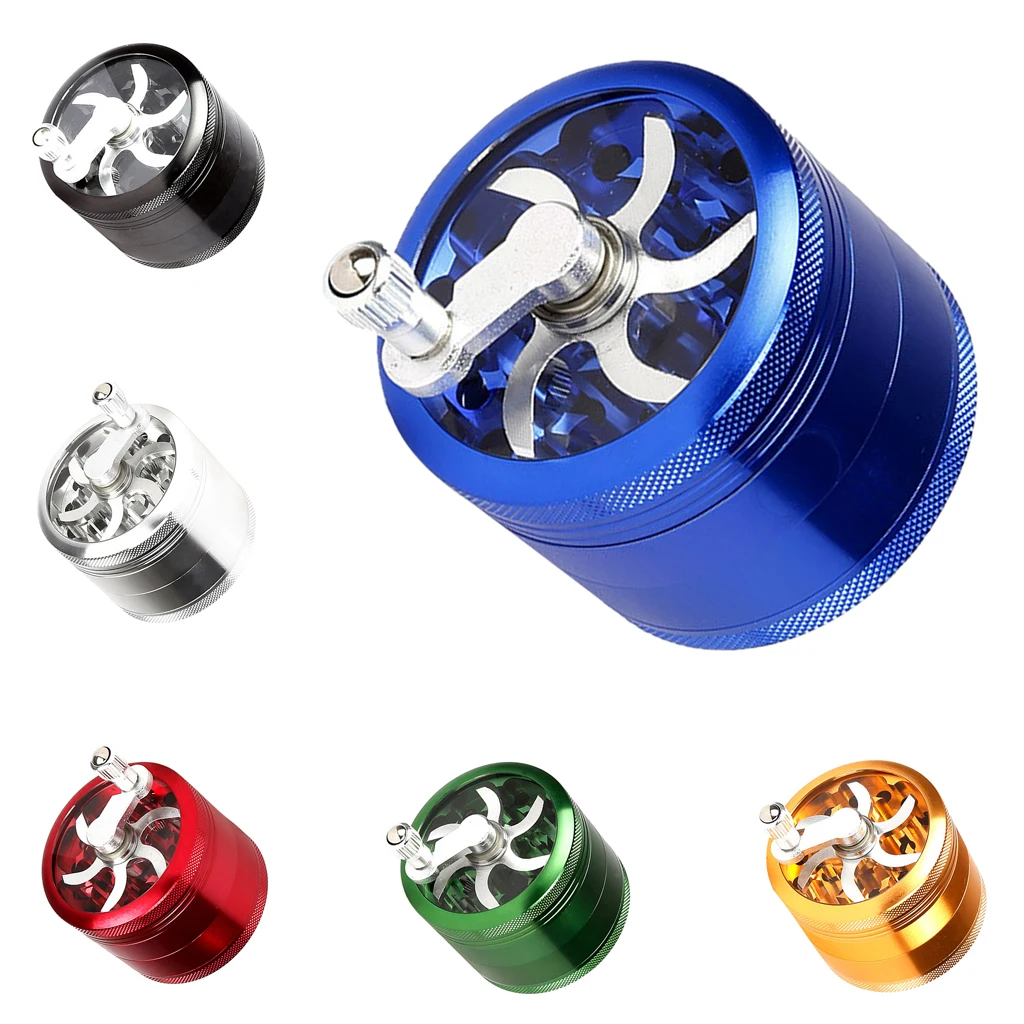 Metal Herb Spice Grinder 4 Parts Hand Crank Herbs Spice Mill Grinder Extra Storage