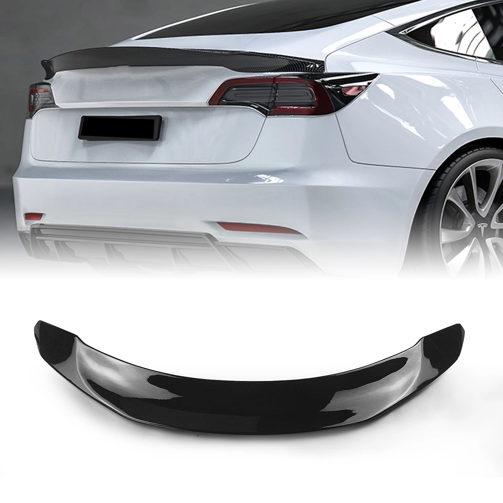 

Rear Trunk Spoiler Wing For Tesla Model 3 2017-2023 Glossy Black Car Tailgate Lid Flap Decklid Trim Body Kit Roof Splitter Lip