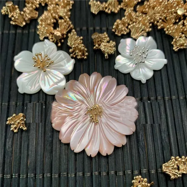 50pcs/lot 6.5*6.8mm Metal Flower Stamen Charms Pendants For DIY Handmade Earrings Making Jewelry Accessories Parts Supplies 0129 3