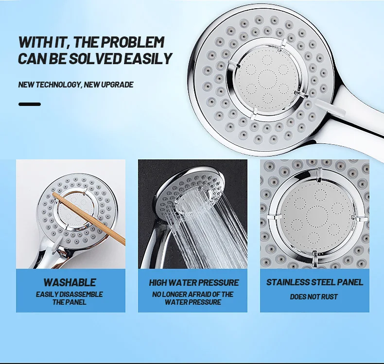 modos cabeça chuveiro alta pressão névoa massagem acessórios do banheiro abs