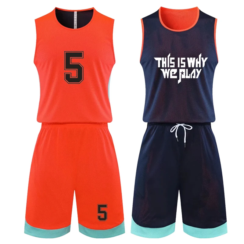 Reversible Basketball Jersey Sets Kids Basketball Uniforms kits Child Boys Girls Sports Clothing Men Double-side Sportswear kids sports suit men sports suit