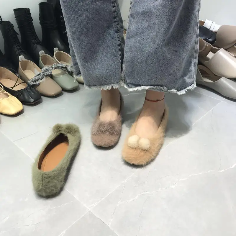 

Round Toe Shallow Mouth Shoes Woman Comfortable And Elegant Dress Flats Women Autumn Women's Moccasins Loafers Fur Casual
