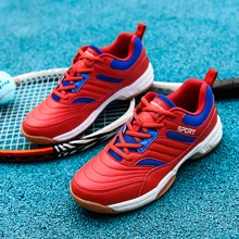 New Arrival Badminton Shoes for Men Anti-Slippery Mens Gym Shoes Black Red Badminton Sneakers Men Cow Muscle Sports Trainers Man