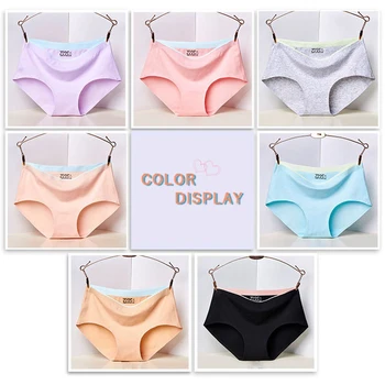 

Women's Cotton Comfortable Underwear Thread Cotton Crotch Underpants One Piece Seamless Briefs Color Matching Panties Underwear