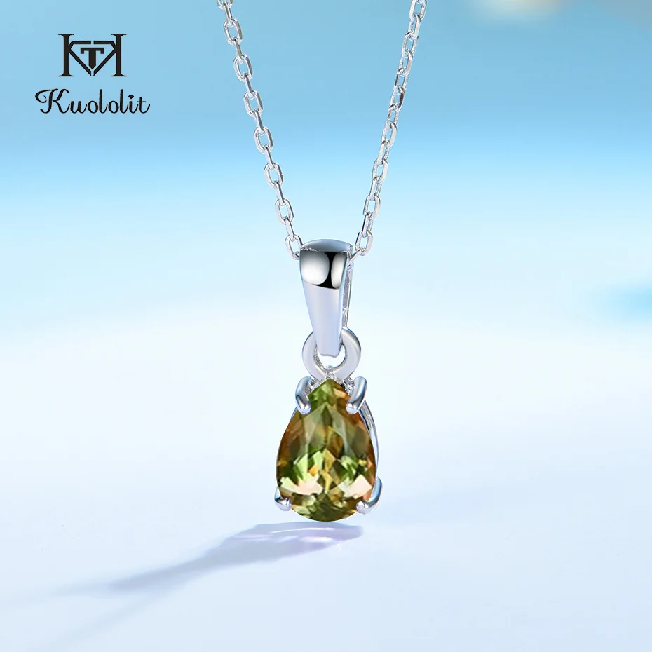 Kuololit – pendentif en pierres précieuses Zultanite pour femmes, collier en forme de goutte deau en argent massif 925, pour cadeaux de fête de fiançailles, sans chaîne