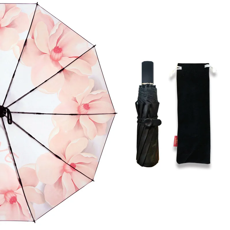 YADA 2020 INS LOVE Automatic Umbrellas Charm Rain Women uv Pink Flowers Umbrella For Womens Windproof Folding Umbrellas YS200019