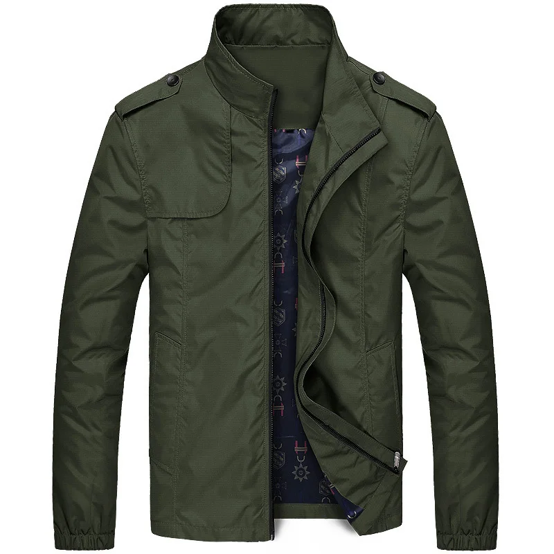 Новая мужская модная повседневная Свободная куртка s спортивная куртка-бомбер мужские куртки и пальто размера плюс - Цвет: Армейский зеленый