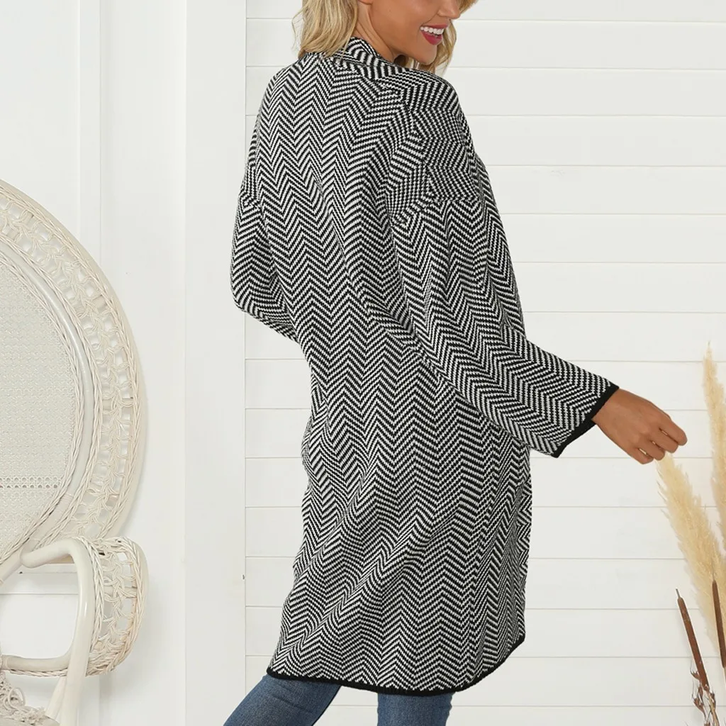 SAGACE Ms. Houndstooth большой размер вязаный кардиган с длинным жакетом зима осень карман высокое качество Новая мода
