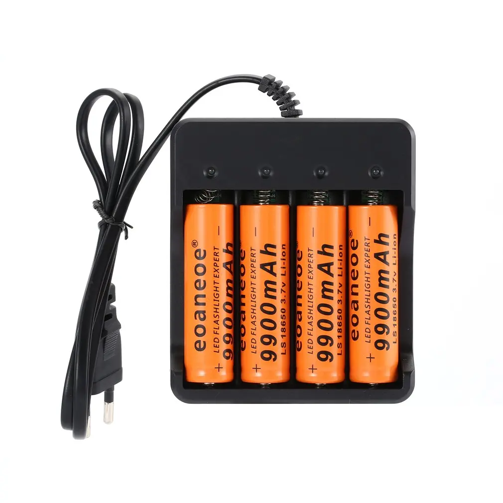 EUEU Желтый Прочный 3,7 V 18650 батареи 9900mAh литий-ионная аккумуляторная батарея для фонарика+ США зарядное устройство