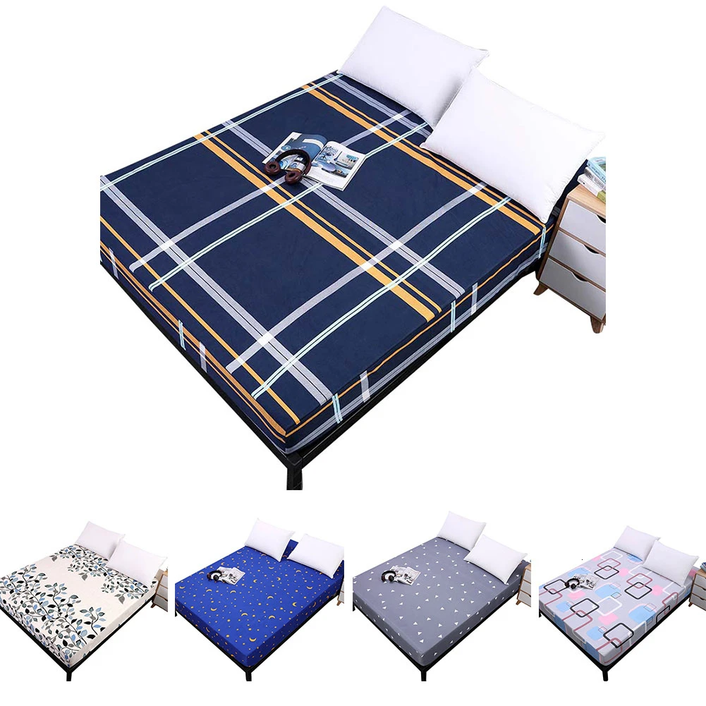 

New Printing Bed Mattress Cover Waterproof Mattress Protector Pad Fitted Sheet Separated Water Bed Linens with Elastic