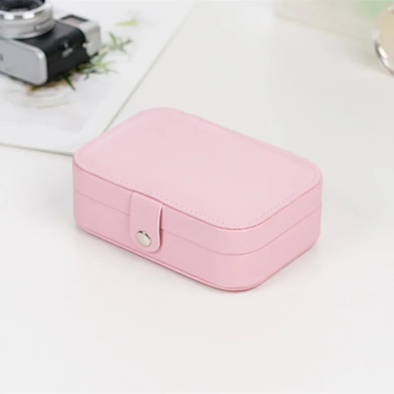 Многоцветная модная дизайнерская коробка для хранения ювелирных изделий, многофункциональная портативная коробка для хранения ювелирных изделий, кожаная коробка для ювелирных изделий - Цвет: Розовый