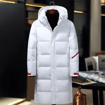 

New Fashion Mens Hooded Extra Long Duck Down Jackets Man Thick Winter Down Coats High Quality Overcoats Down Parka Outerwear