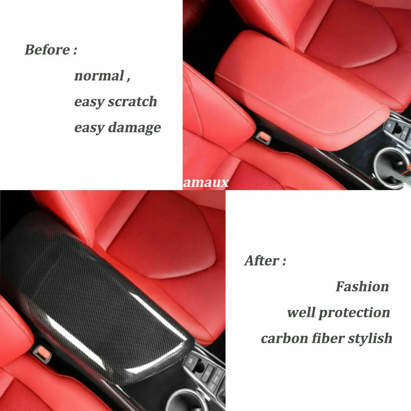 Центральная консоль подлокотник коробка панель отделка для Toyota Camry- углеродное волокно стиль