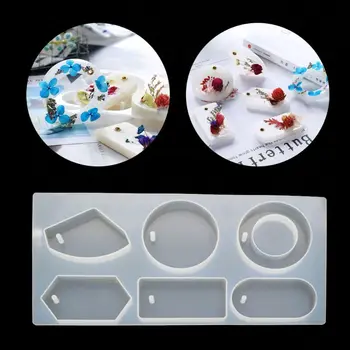 

6 Cavity Cabochon Gemstone Jewelry Silicone Mold with Hole Jewelry Making Tools
