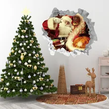 Рождество 3D стикер на стену Санта Клаус виниловые, на дверь окна наклейки на стену, плакат наклейки своими руками Декор декорацион hogar современный