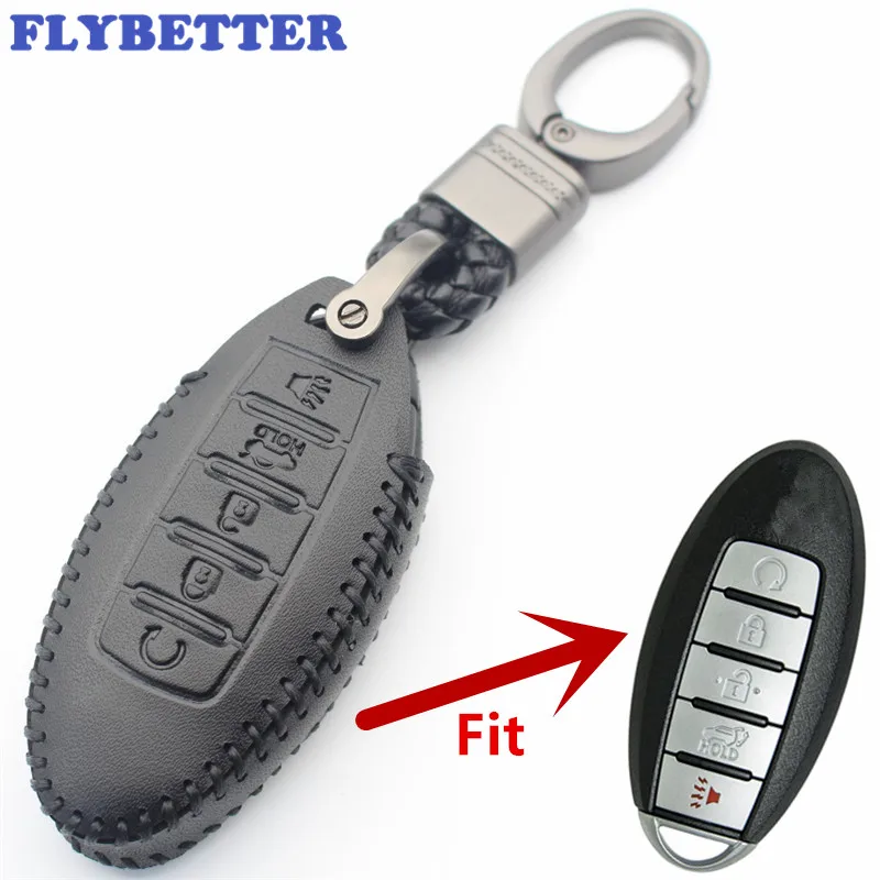 FLYBETTER из натуральной кожи, 5 кнопок, без ключа, корпус умного ключа, крышка для Nissan Rouge/Maxima/Altima/Sentra/Мурано L518
