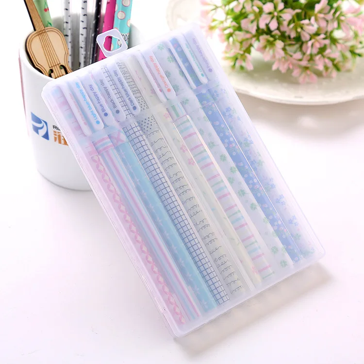 

20 pcs 2 box Creative Stationery Fresh Broken Flower Color Black Water-based Pen Suit kawaii pen kawaii school supplies