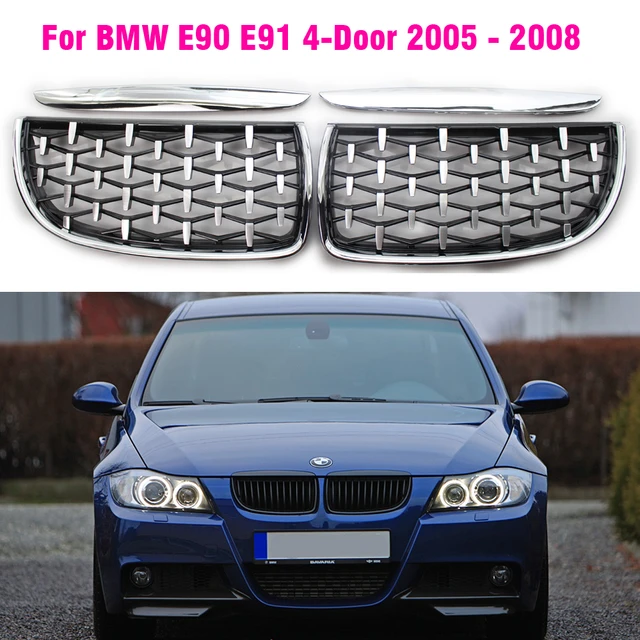 1Pair Front Gloss Matt Carbon Black 2 Line Double Slat Kidney Grille Grill  For BMW E90 E91 4 Door 2005 2005 2007 2008 - AliExpress