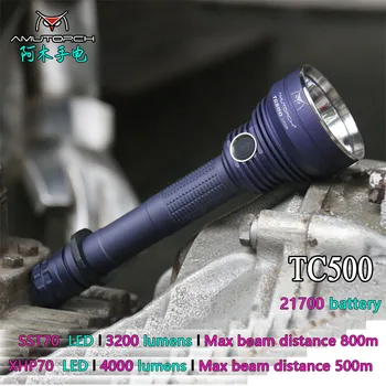 

Amutorch TC500 XHP70/SST70 4000 lumens powerful led flashlight high brightness long bea distance searching two 21700 batteries
