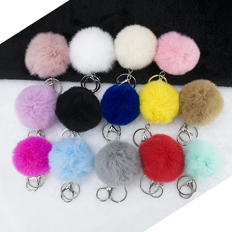 Fluffy Pompon Fur Ball Key Chain Charm Bag Pendant Key Ring Accessories Gift 1pc Fluffy Pompon Fur Ball Key Chain Charm Bag Pendant Key Ring Accessories Gift 1pc