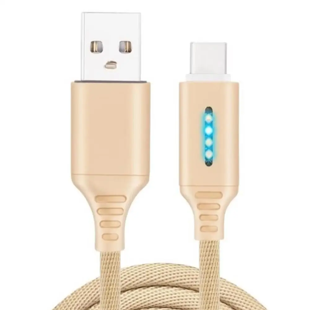 Золотой 1 м автоматическое отключение светодиодный USB кабель зарядное устройство для тип-c Android для huawei iPhone XS MAX XR Быстрая зарядка для мобильного телефона шнур для передачи данных - Цвет: Золотой
