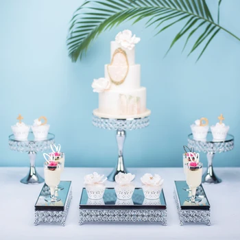 

1-9 Silver cake stand European Style Cake Tray Cake Shelf Dessert Table Decorations And Ornaments Wedding Dessert Showing Stand